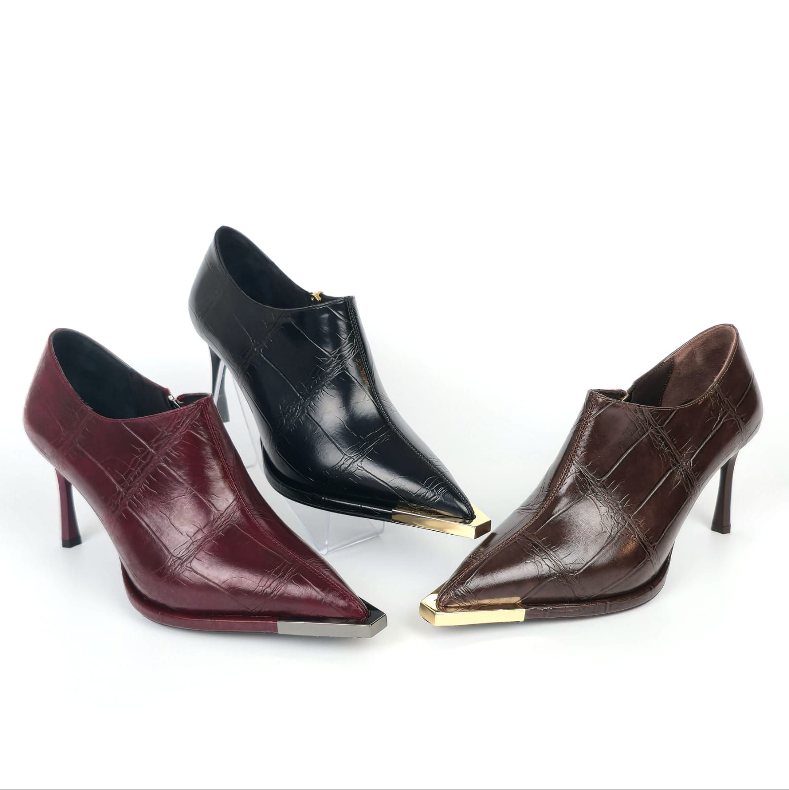 Valeria Croc Zip Heel