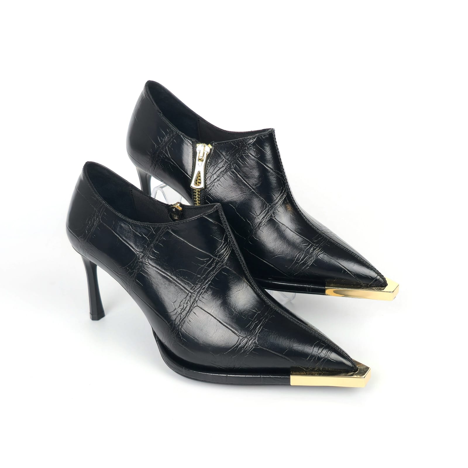 Valeria Croc Zip Heel