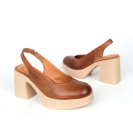 Veloura Platform Slingback — Burnished Saddle Brown