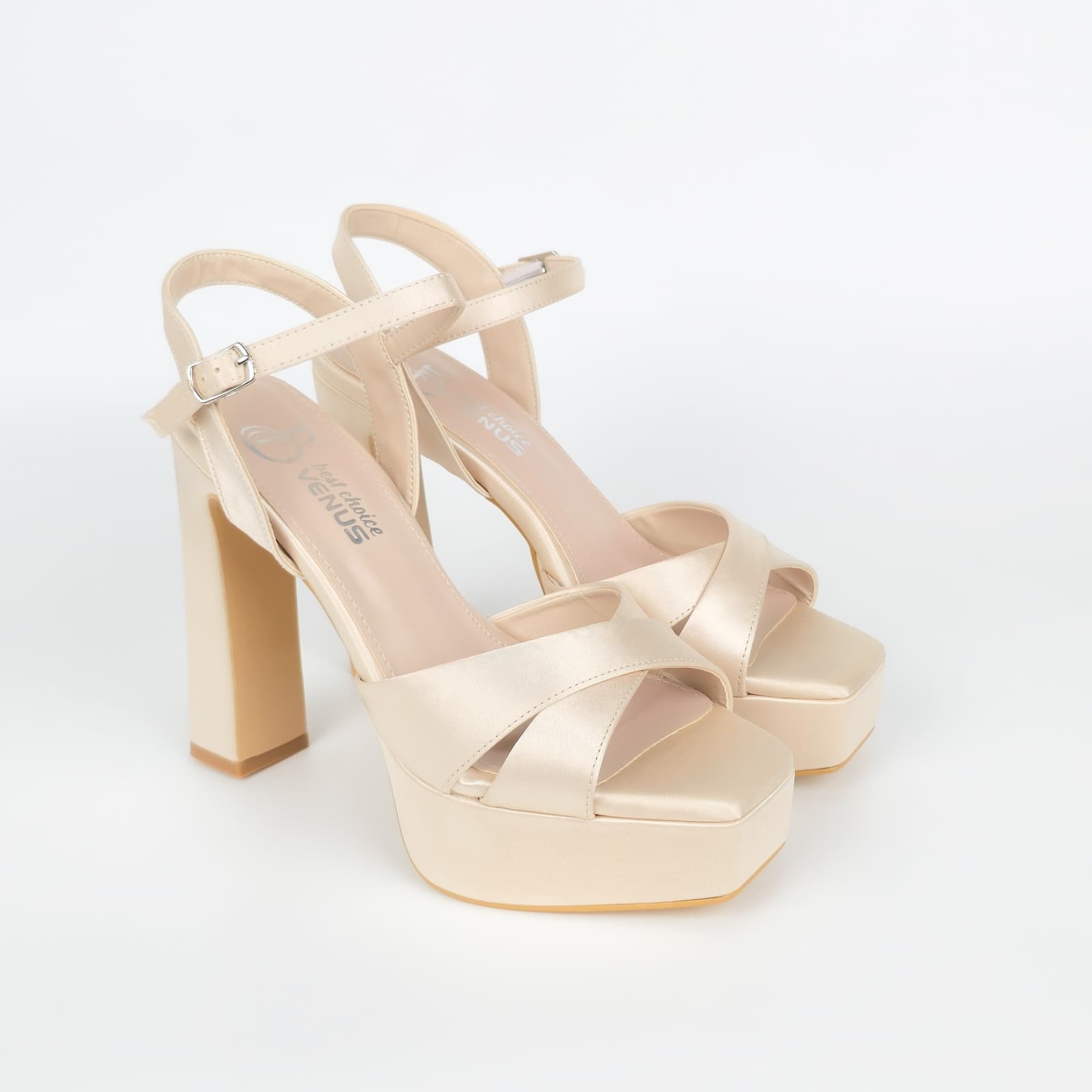 Satin Cross Platform Sandal - Ivory Cream