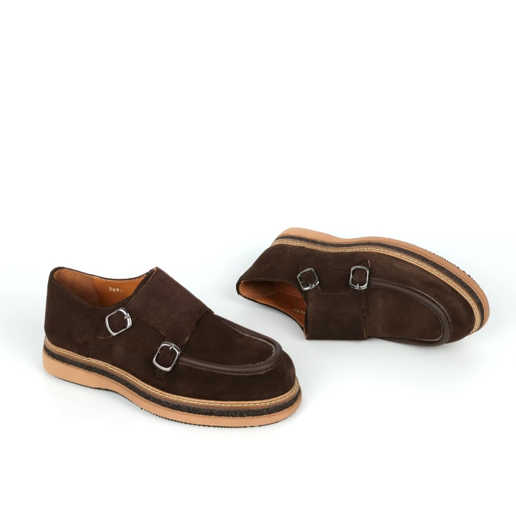 Marco Double Monk-Strap Shoe — Cacao Brown