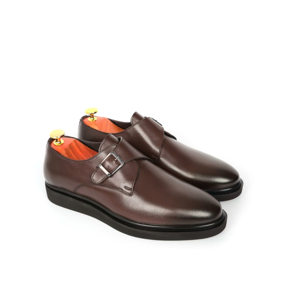 Matteo Single Monk-Strap Shoe — Cacao Brown