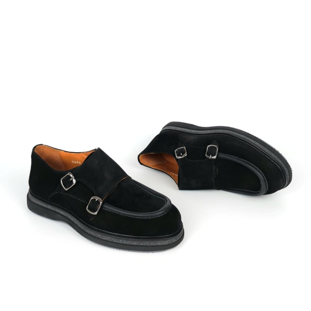 Marco Double Monk-Strap Shoe — Onyx Black
