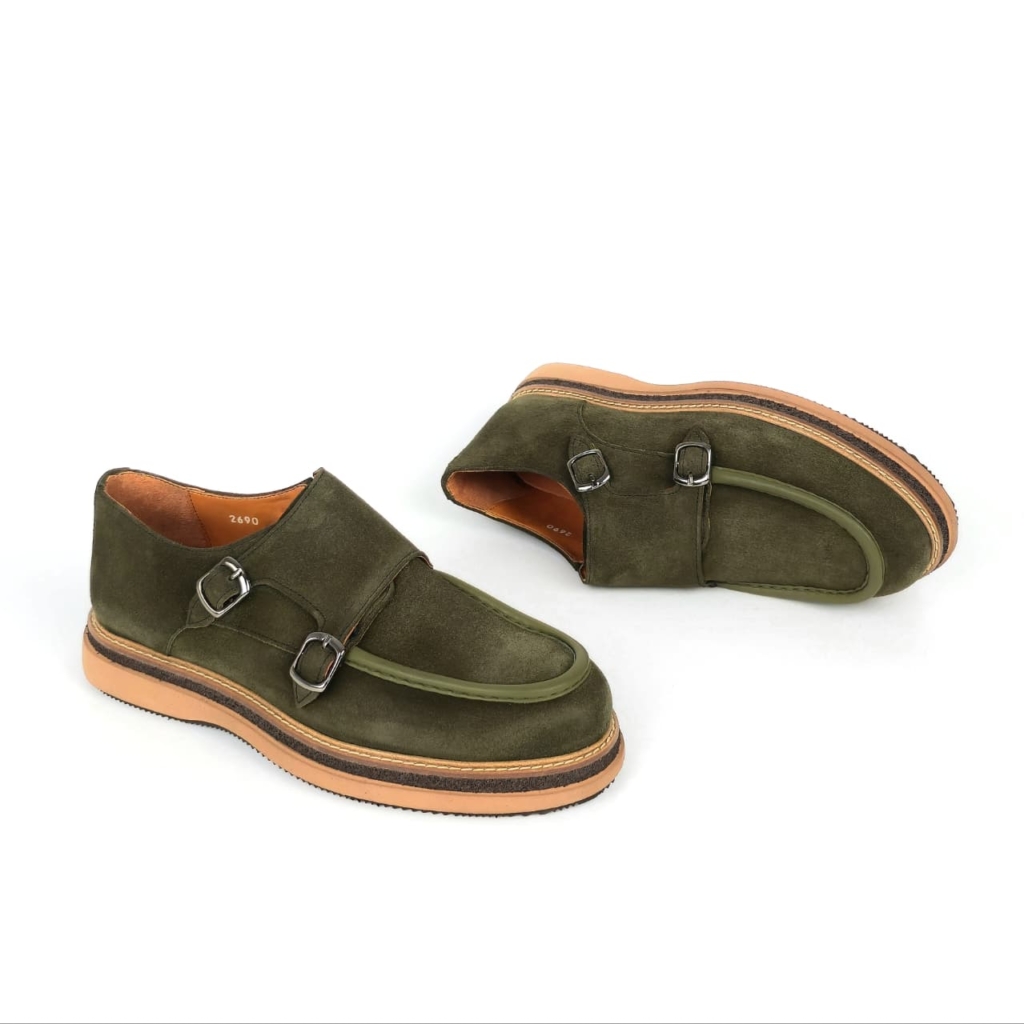 Marco Double Monk-Strap Shoe — Olive
