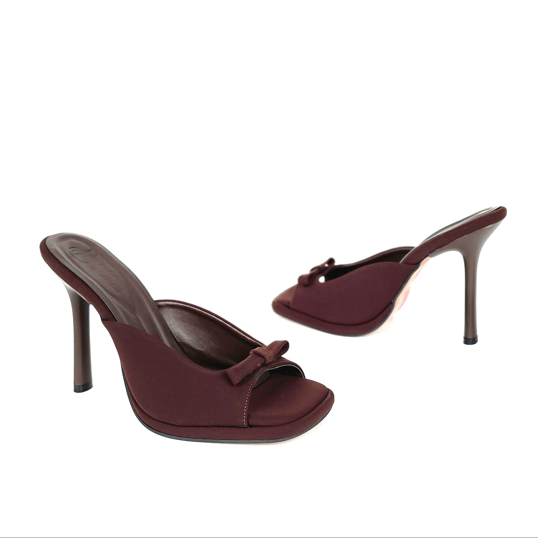 Bow Detail Stiletto Mule - Burgundy Wine