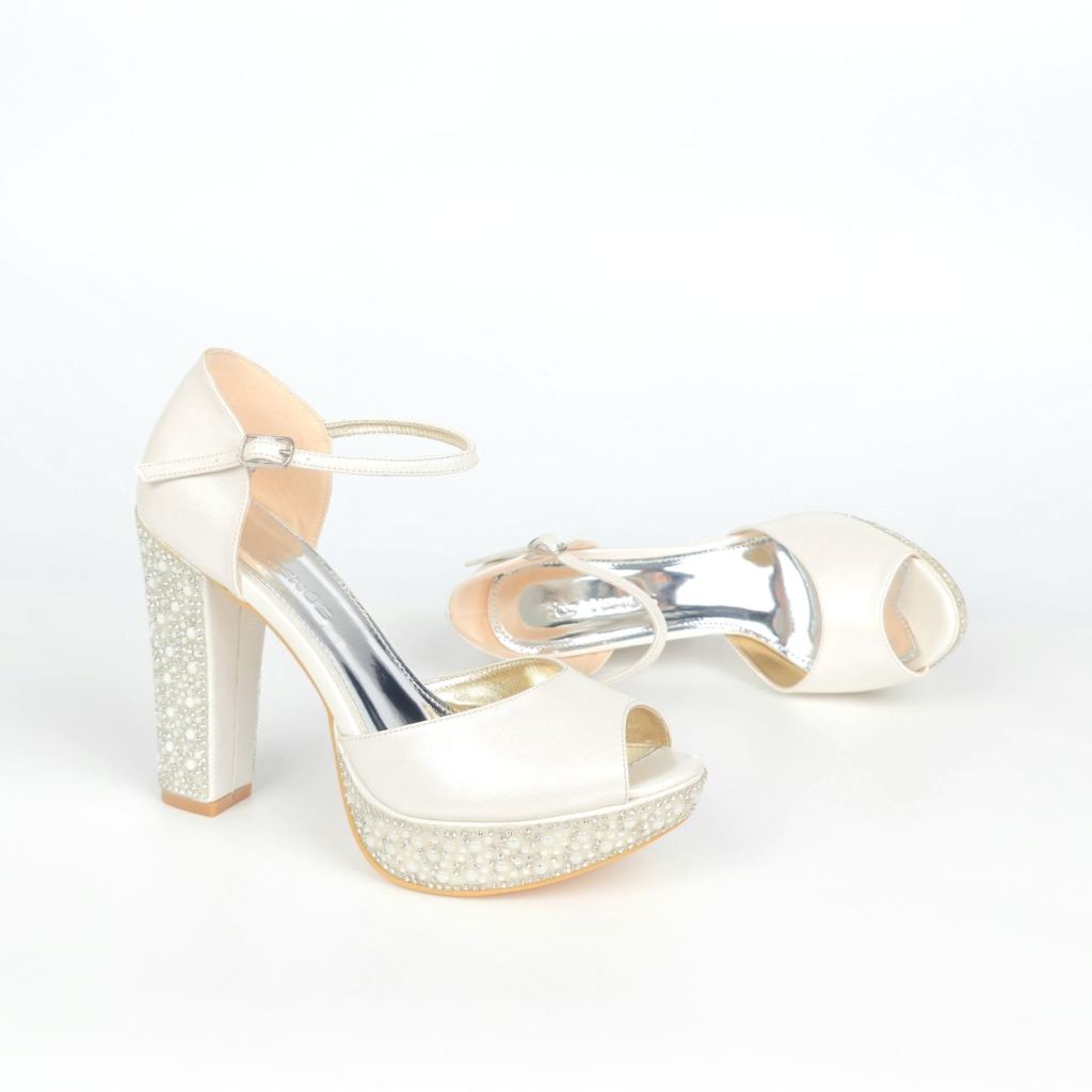 Livia Pearl Rhinestone Bridal Platform Sandal - Ivory Cream - 12-13 cm