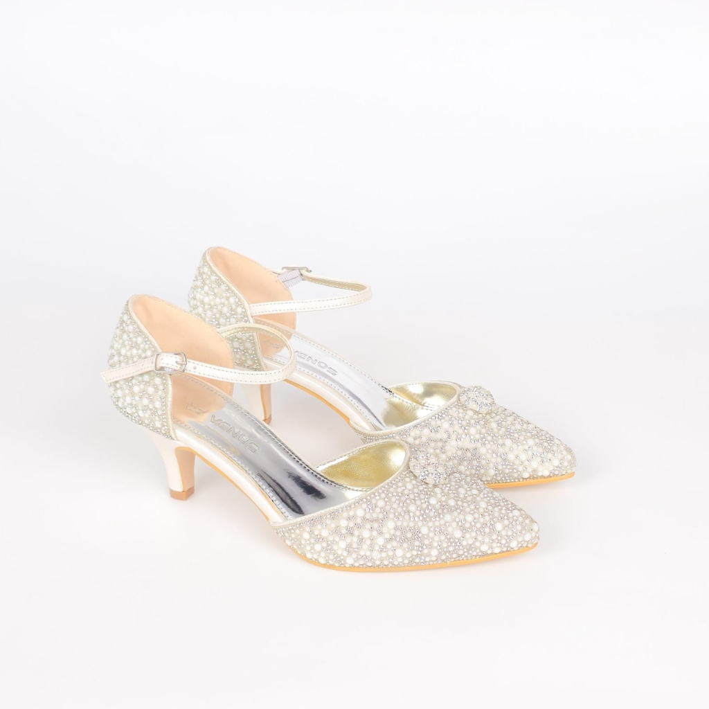 Seraphina Crystal Bridal Slingback Pump - Ivory Cream - 7-8 cm