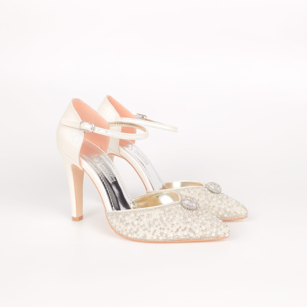 Seraphina Crystal Bridal Slingback Pump - Ivory Cream - 10-11 cm
