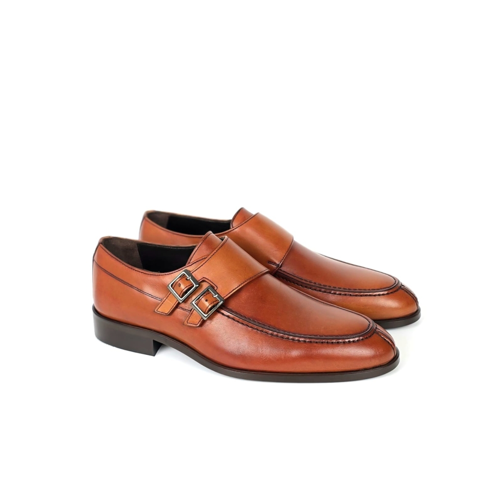 Dario Double Monk Strap Dress Shoe - Cognac Tan