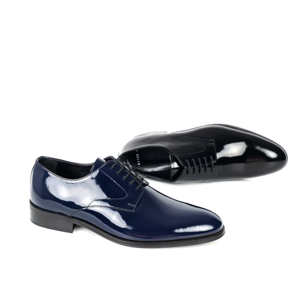 Aurelio Patent Plain-Toe Derby - Midnight Navy