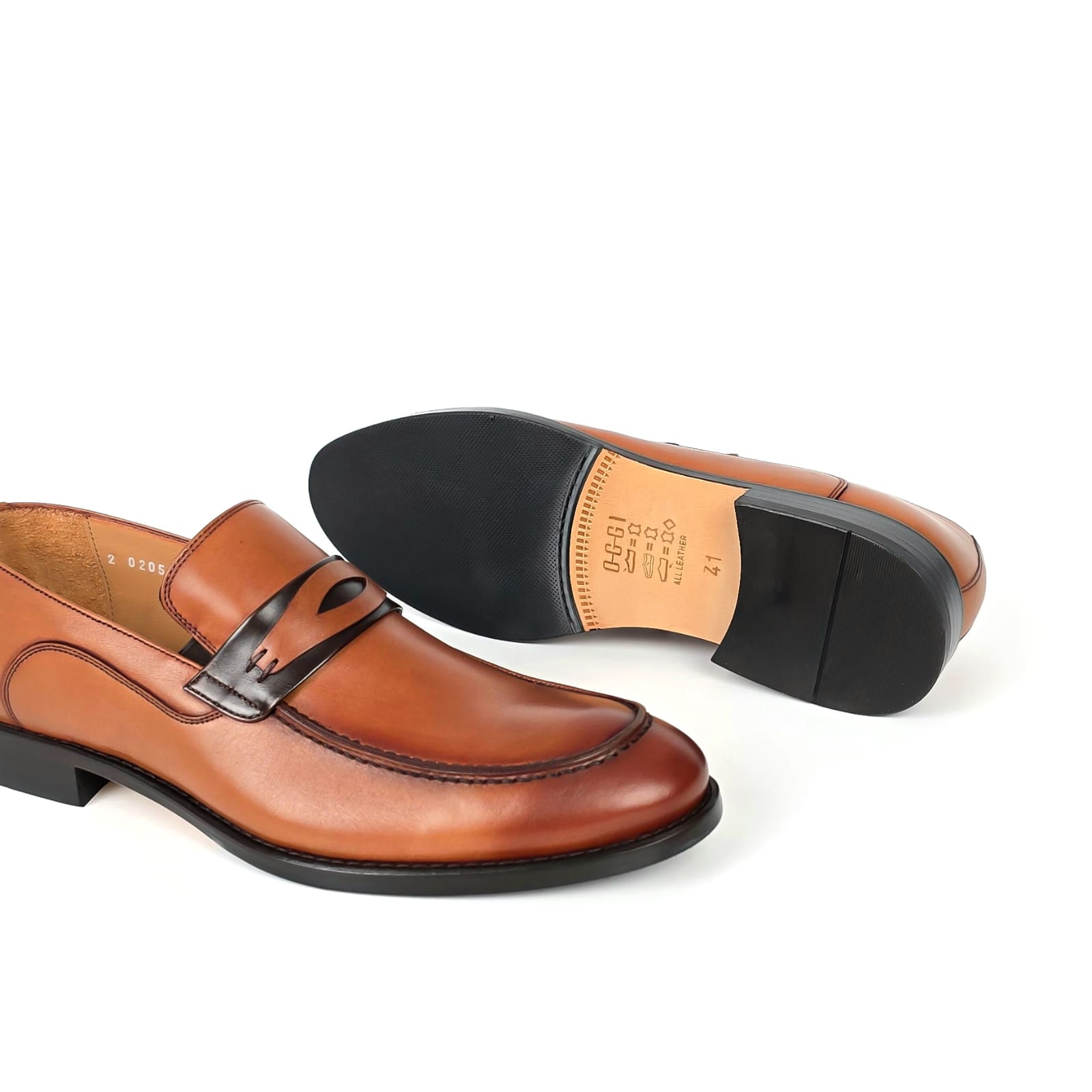 Matteo Burnished Penny Loafer - Burnished Cognac Brown