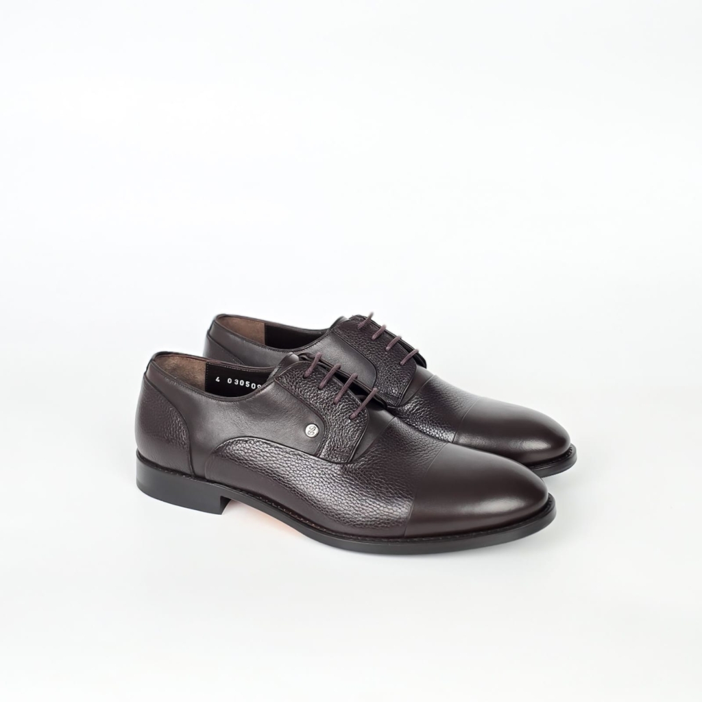 Dario Textured Cap-Toe Derby - Dark Chocolate Brown