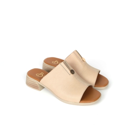 Ayla Low Block Heel Mule - Ivory Cream