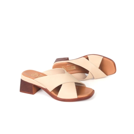 Elina Cross Strap Low Heel Sandal - Blush Nude