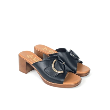 Nora Ring Buckle Mule Sandal - Classic Black