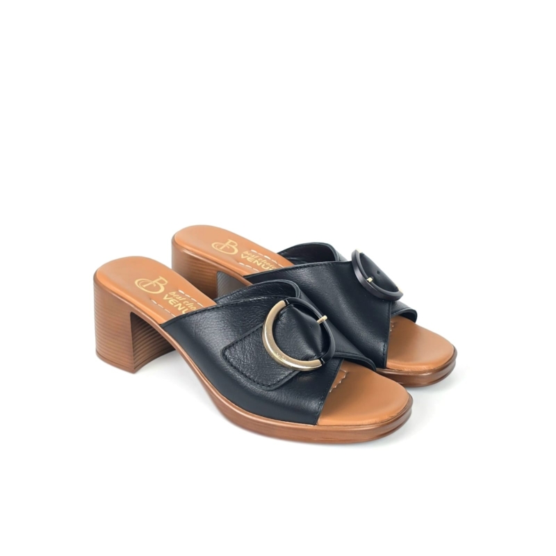 Nora Ring Buckle Mule Sandal - Classic Black
