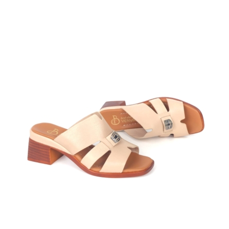 Dalia Buckle Strap Low Heel Sandal - Blush Nude