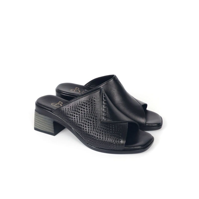 Mira Textured Mule Sandal - Classic Black