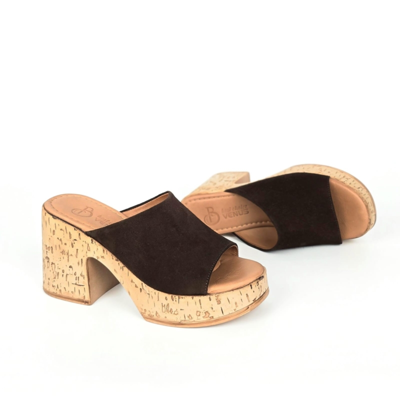 Mila Cork Sole Mule Sandal - Chocolate Brown