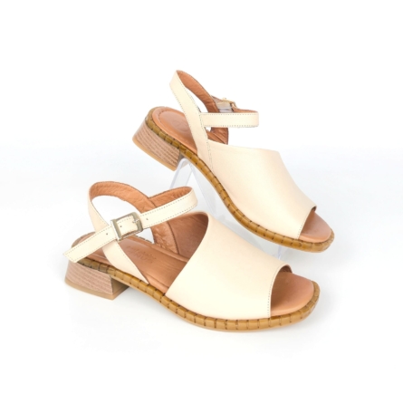 Zara Low Block Slingback Sandal - Ivory Cream
