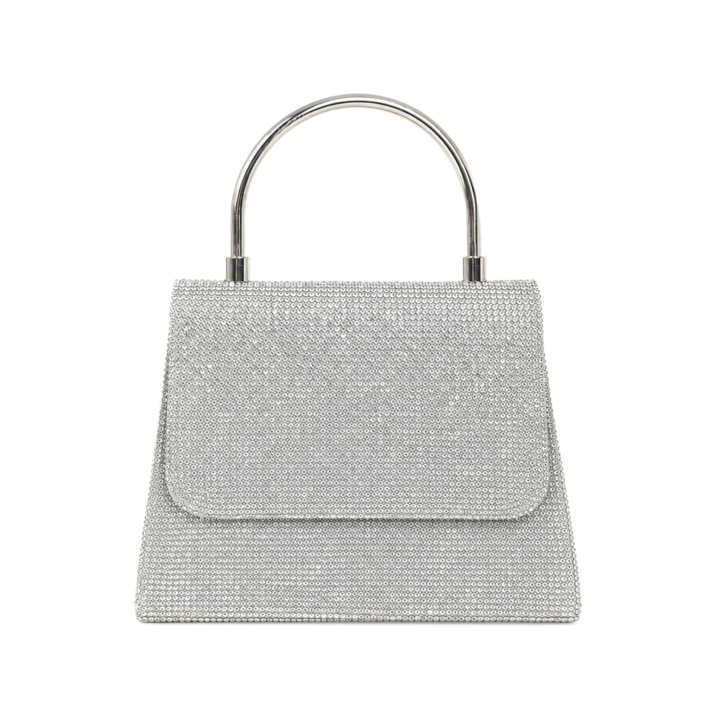 Bellina Mini Crystal Top-Handle Bag - Metallic Silver