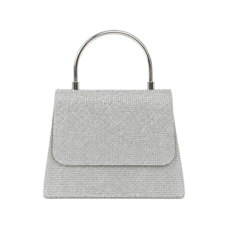 Bellina Mini Crystal Top-Handle Bag - Metallic Silver