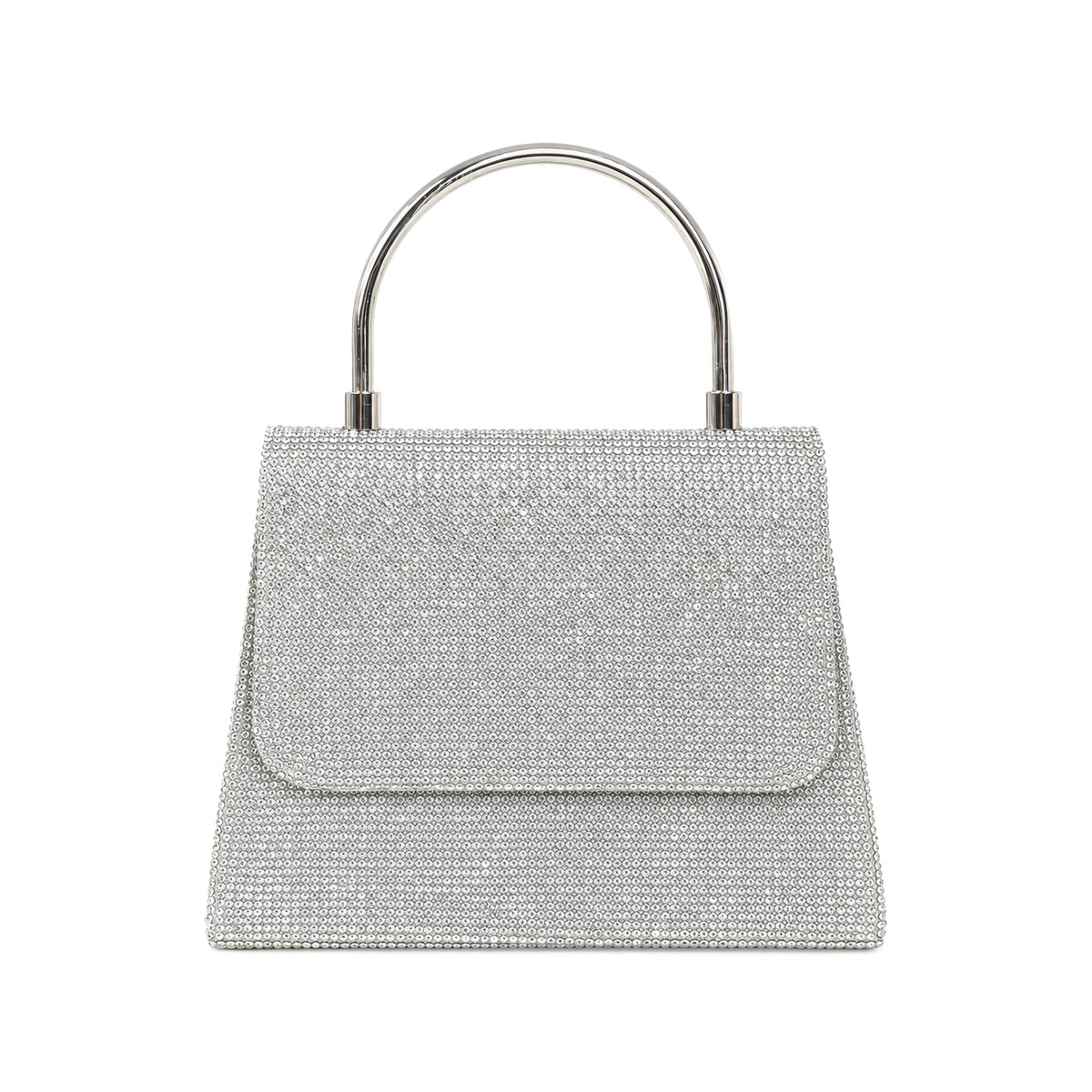 Bellina Mini Crystal Top-Handle Bag - Metallic Silver