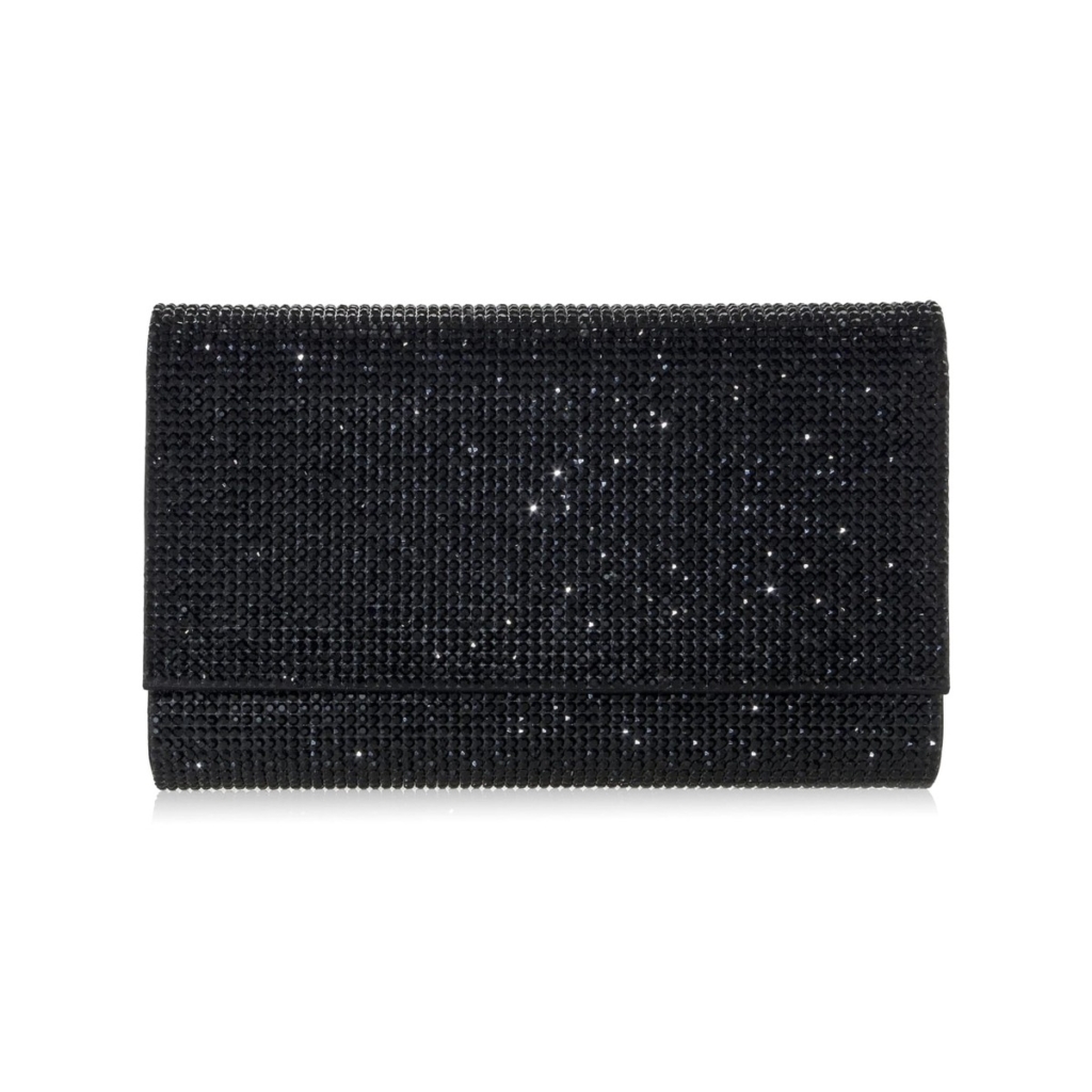 Diamante Crystal Flap Clutch - Classic Black