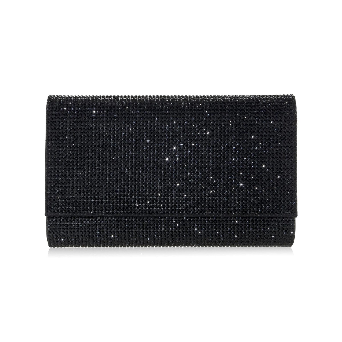 Diamante Crystal Flap Clutch - Classic Black