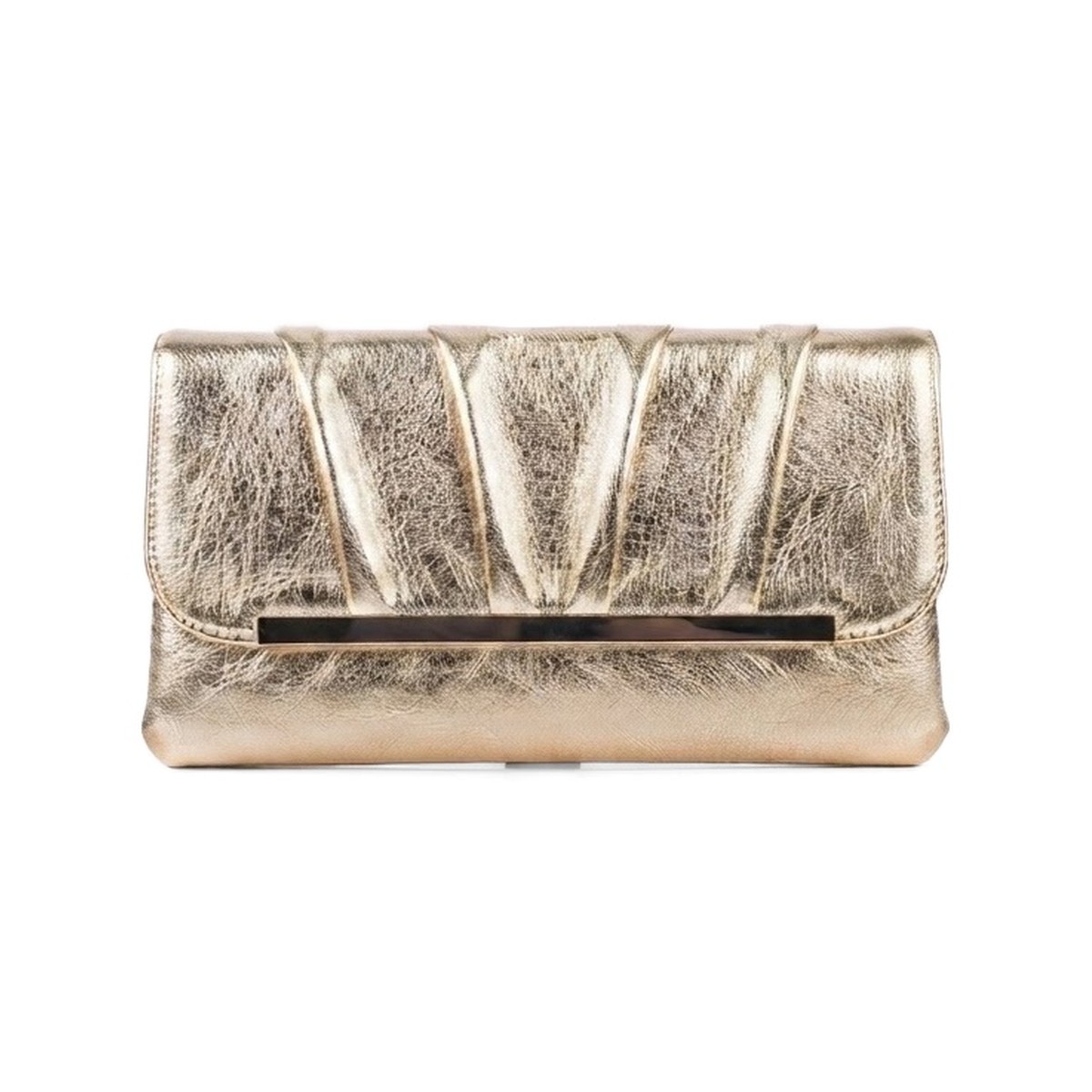 Florence Pleated Envelope Clutch - Champagne Gold