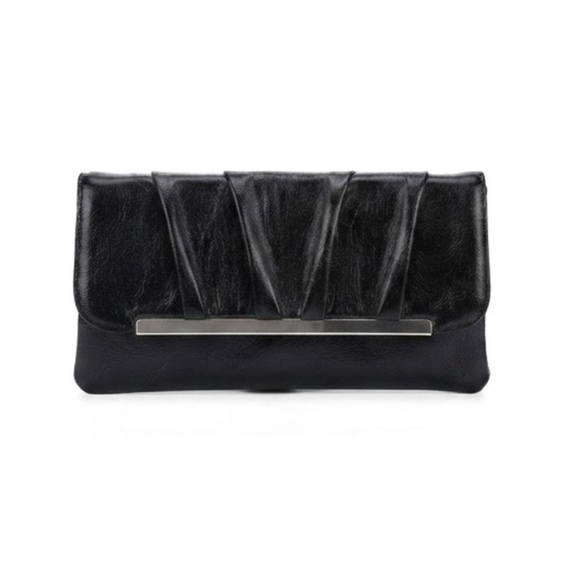 Florence Pleated Envelope Clutch - Classic Black