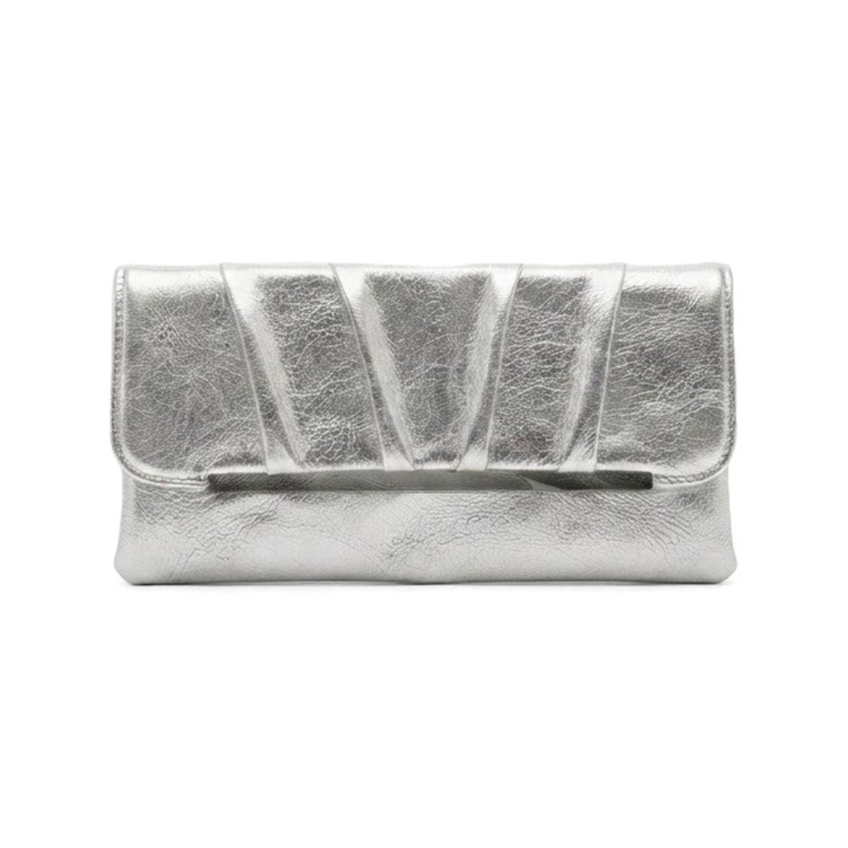 Florence Pleated Envelope Clutch - Metallic Silver