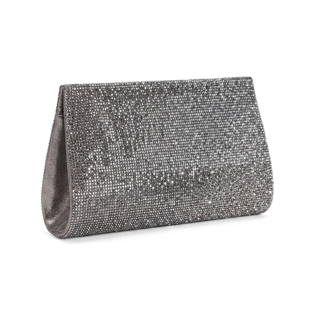 Giselle Crystal Pouch Clutch - Gunmetal Pewter