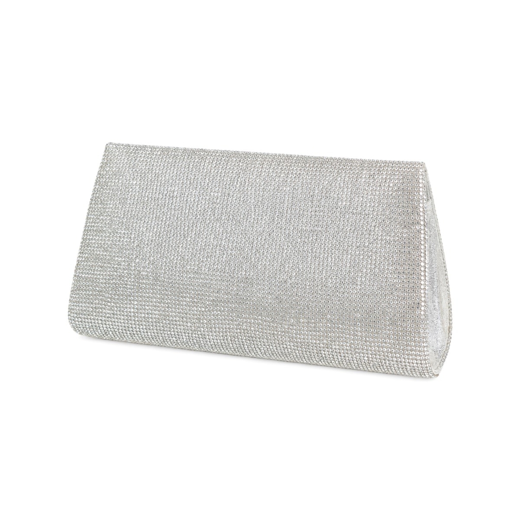 Giselle Crystal Pouch Clutch - Metallic Silver