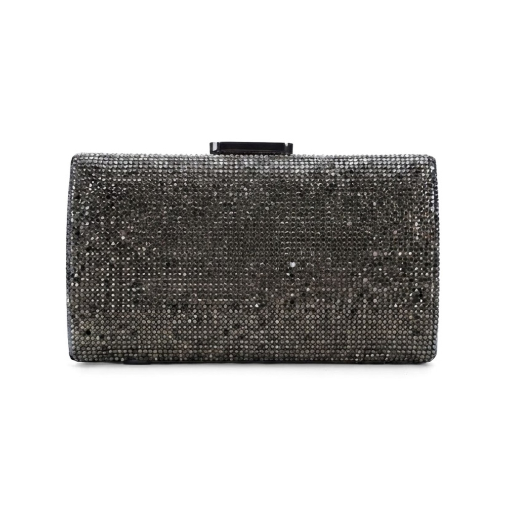 Isadora Crystal Barrel Minaudière - Gunmetal Pewter