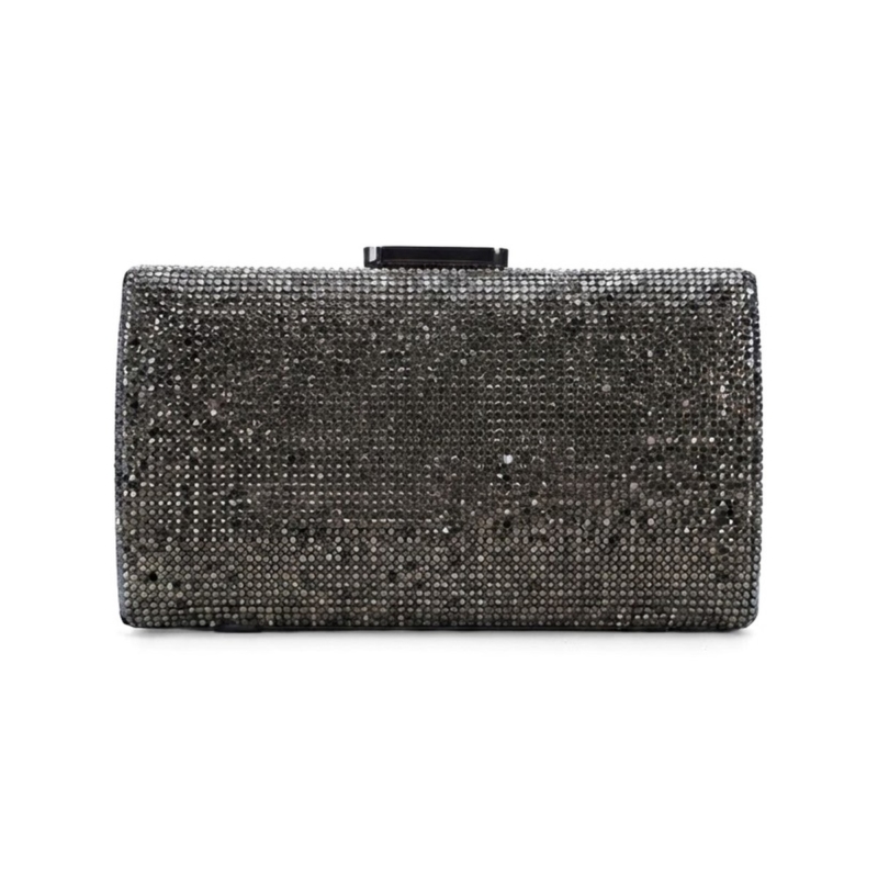 Isadora Crystal Barrel Minaudière - Gunmetal Pewter