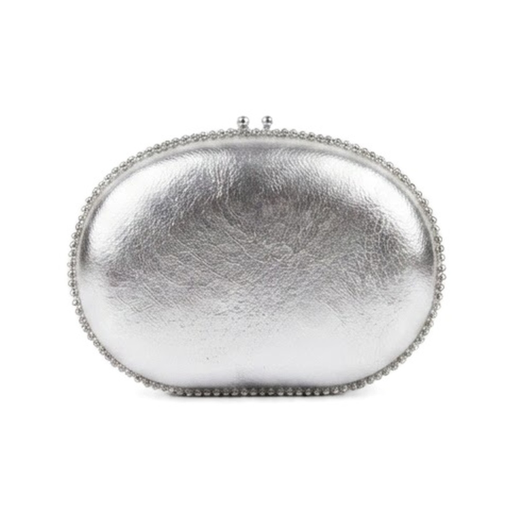 Opaline Oval Minaudière - Metallic Silver
