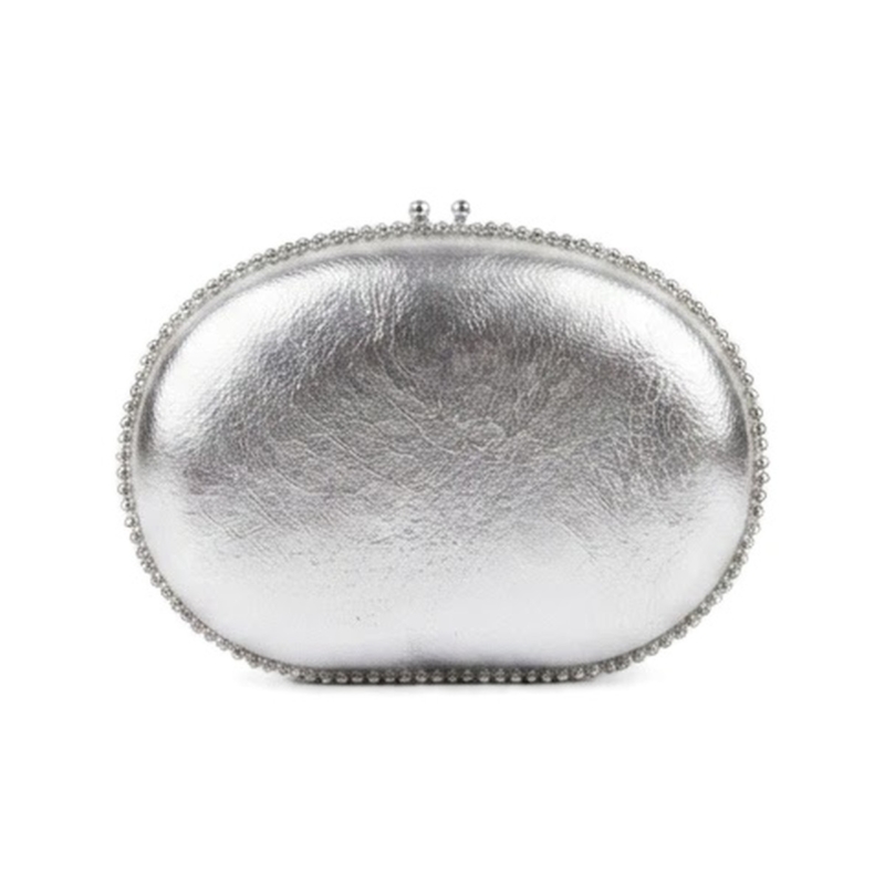 Opaline Oval Minaudière - Metallic Silver