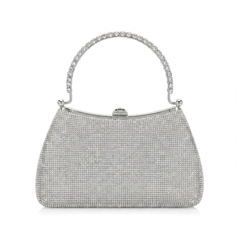 Regina Crystal Top-Handle Bag - Metallic Silver