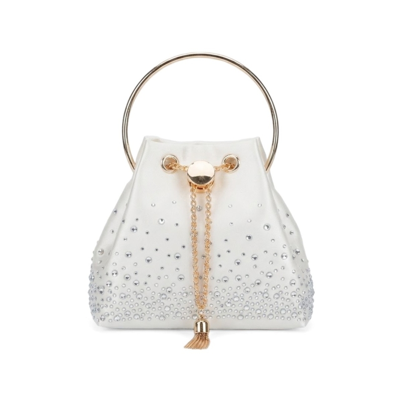 Serena Crystal Bucket Bag - Ivory Cream