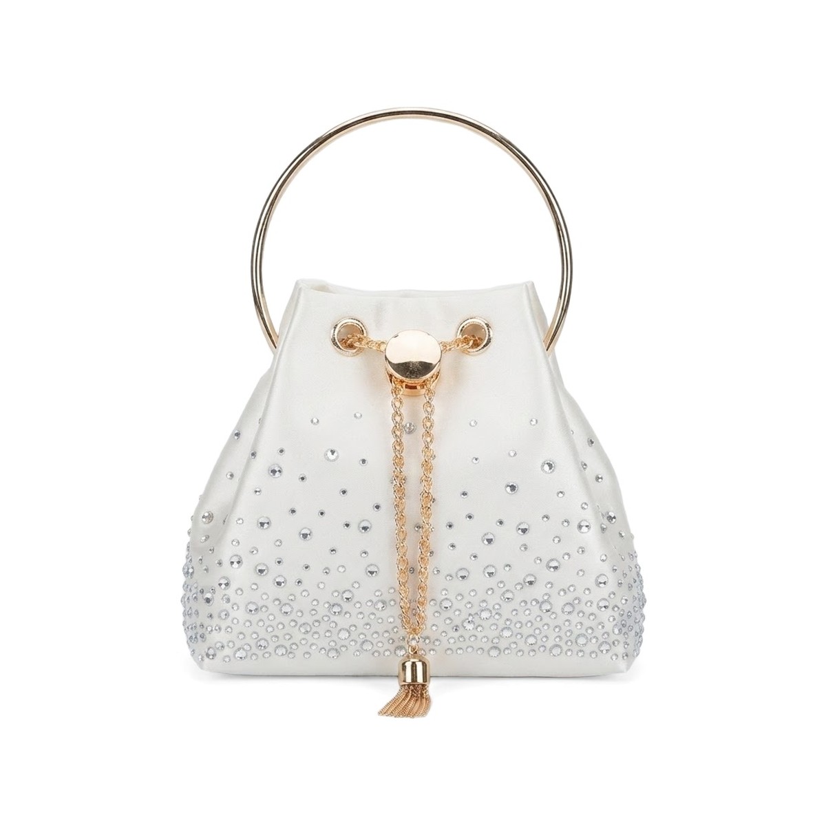 Serena Crystal Bucket Bag - Ivory Cream