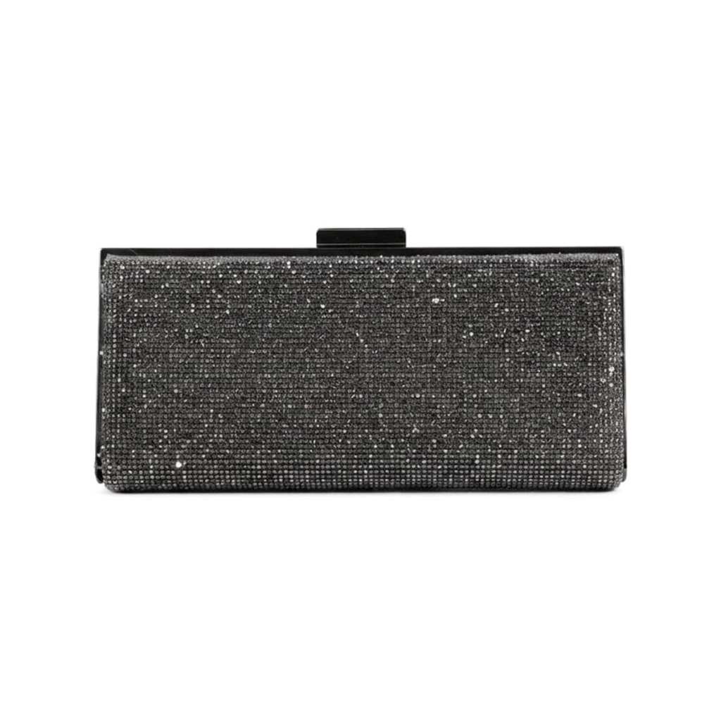 Stella Crystal Box Clutch - Gunmetal Pewter