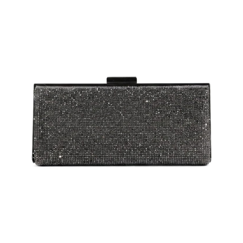 Stella Crystal Box Clutch - Gunmetal Pewter