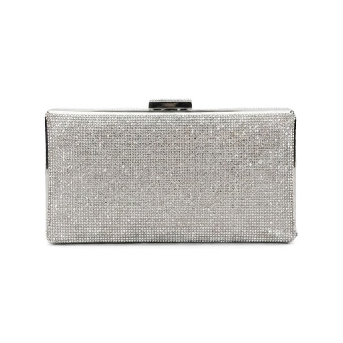 Stella Crystal Box Clutch - Metallic Silver