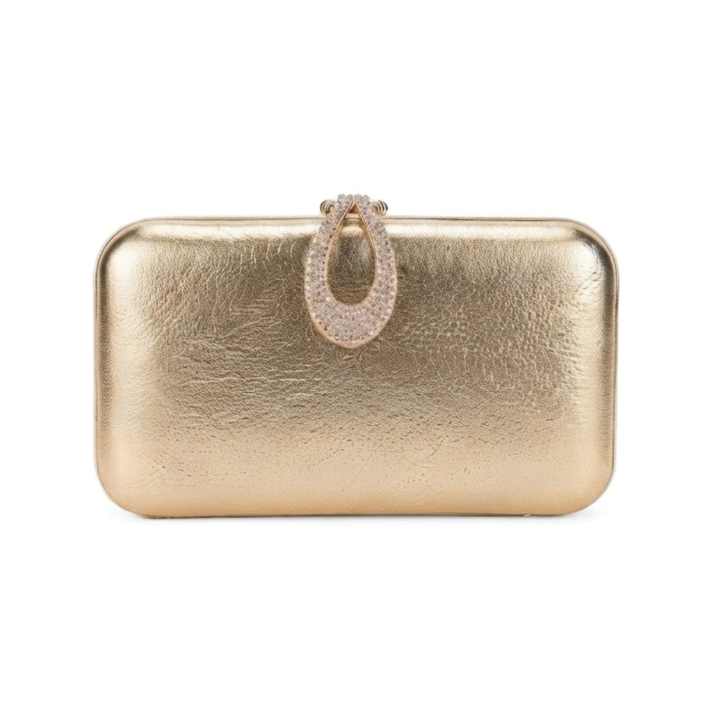 Vienna Crystal Clasp Clutch - Champagne Gold