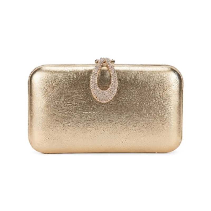 Vienna Crystal Clasp Clutch - Champagne Gold