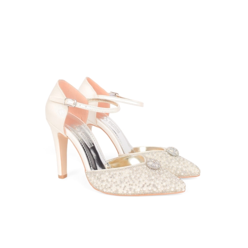 Seraphina Crystal Bridal Slingback Pump - Ivory Cream - 10-11 cm