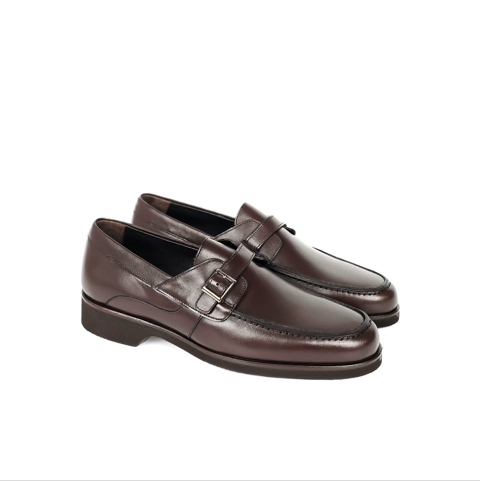 Elian Buckle Strap Dress Loafer - Chocolate Brown