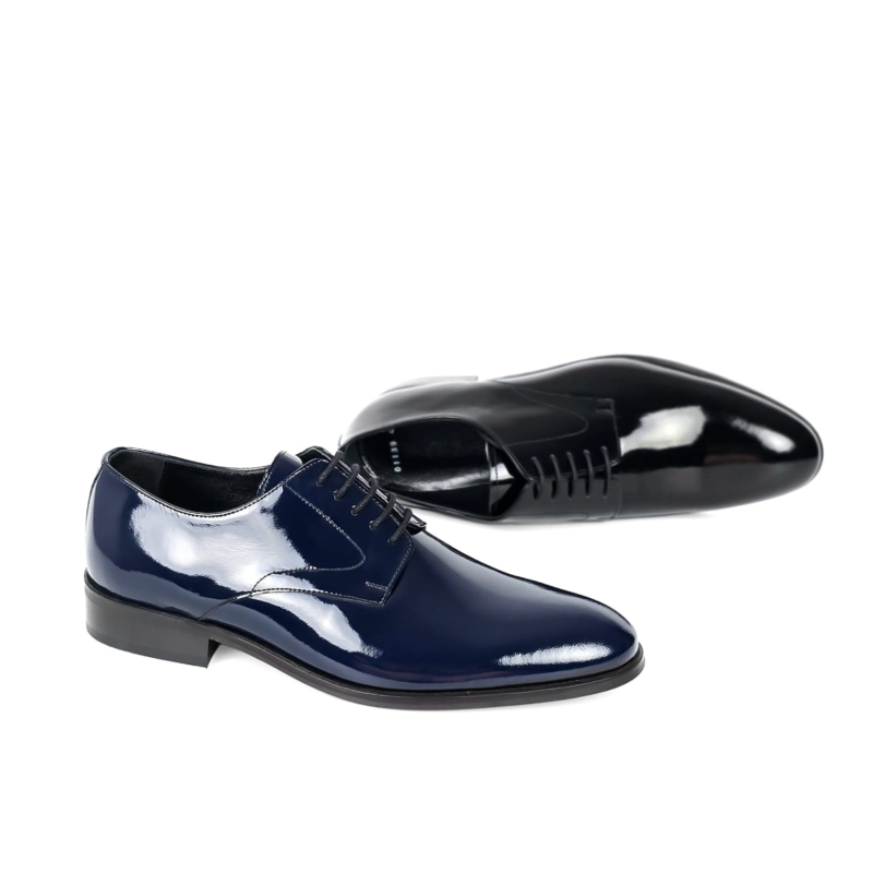 Aurelio Patent Plain-Toe Derby - Midnight Navy