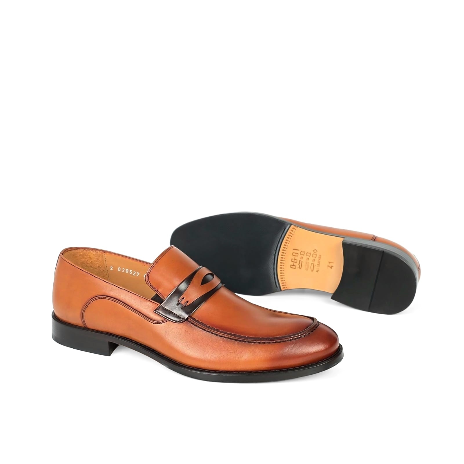 Matteo Burnished Penny Loafer - Burnished Cognac Brown